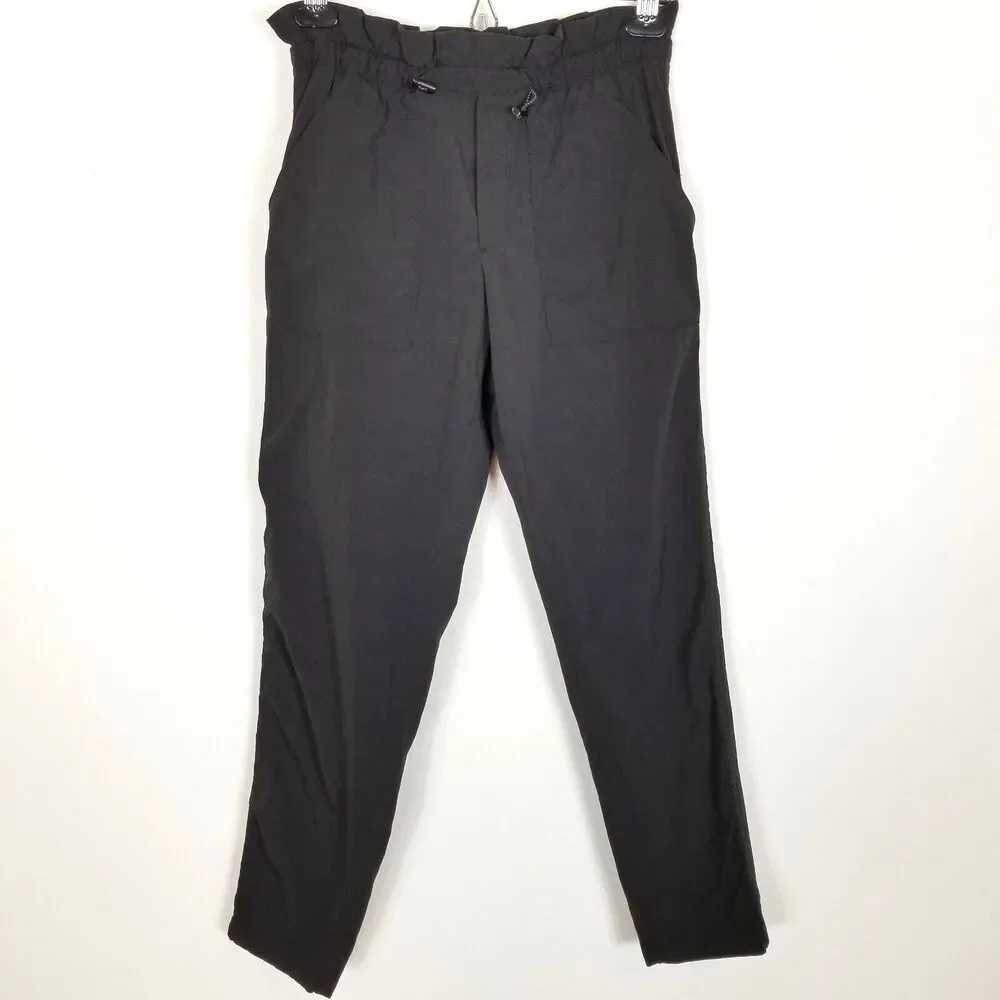 Athleta‎ Women Trekkie Paper Bag Pants Size 4 Black Ankle Athletic Casual